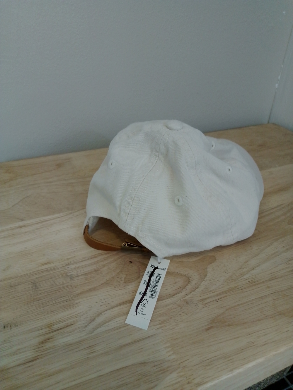 Madewell Cream Canvas Cap with Leather Detail